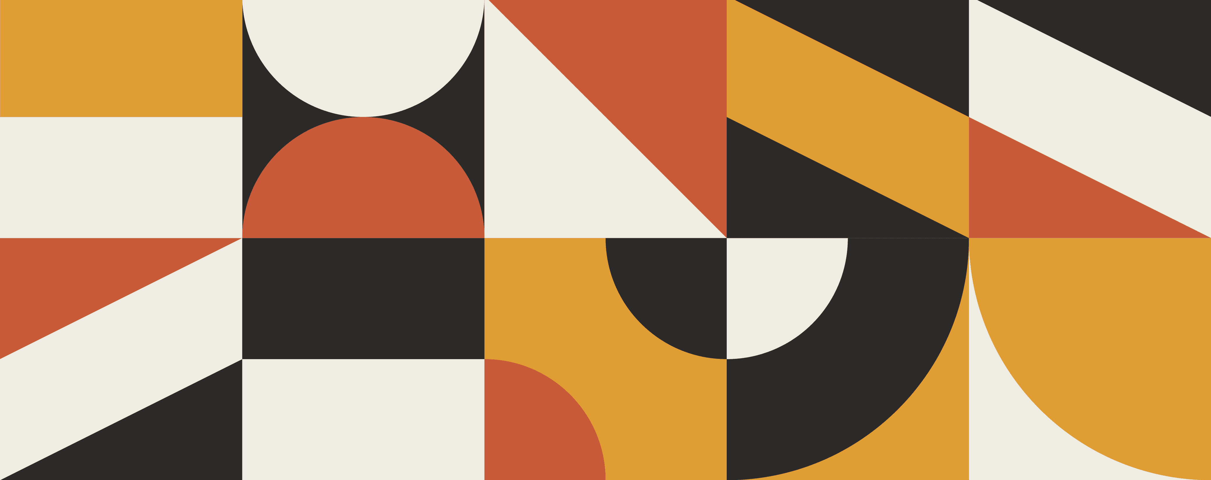 Top row of a Bauhaus composition of geometric shapes.